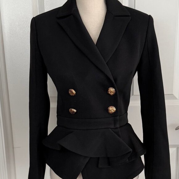 MCQ ALEXANDER MCQUEEN BLACK PEPLUM BLAZER - SZ IT  40 - Picture 2 of 9